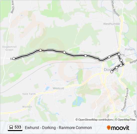 533 bus Line Map