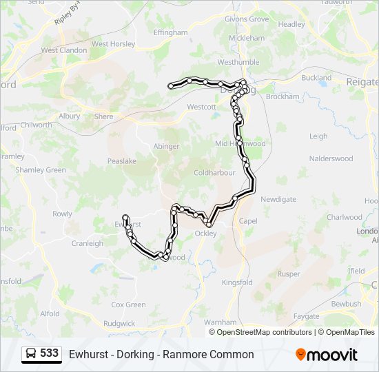 533 Bus Line Map