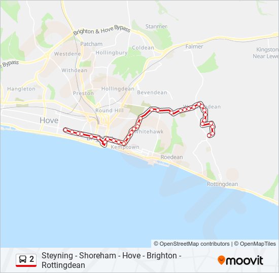 Brighton Bus Routes Map 2 Route: Schedules, Stops & Maps - Hove (Updated)