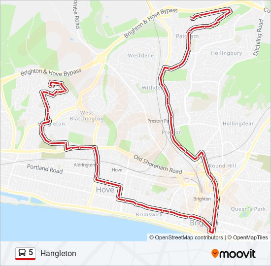 Bus 5 Route Map 5 Route: Schedules, Stops & Maps - Hangleton (Updated)