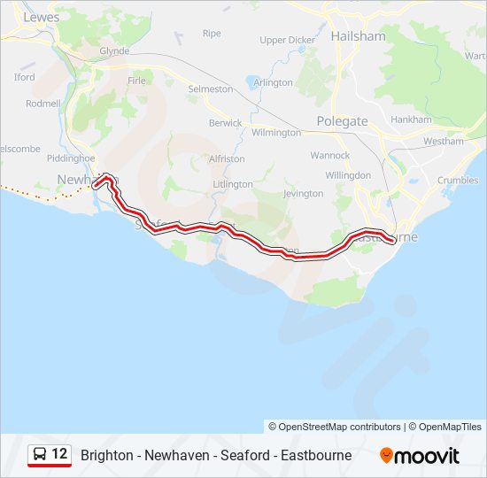 Bus 12 Route Map 12 Route: Schedules, Stops & Maps - Eastbourne Town Centre (Updated)