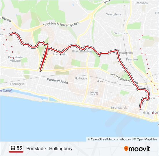 Bus 55 Route Map 55 Route: Schedules, Stops & Maps - Brighton (Updated)