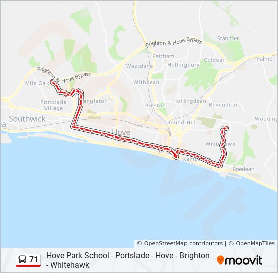 Bus 71 Route Map 71 Route: Schedules, Stops & Maps - Portslade Village (Updated)