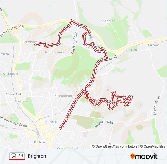 74 Bus Line Map