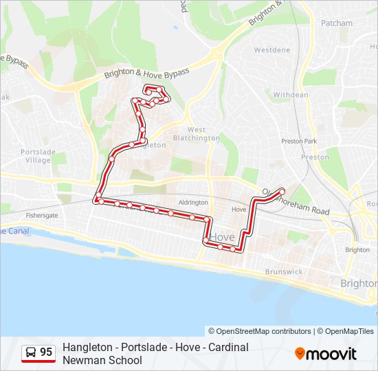 Bus 95 Route Map 95 Route: Schedules, Stops & Maps - Hangleton (Updated)