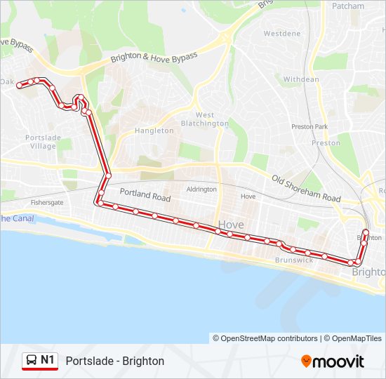N1 Bus Line Map