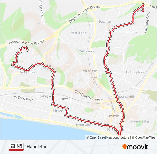 N5 Bus Line Map