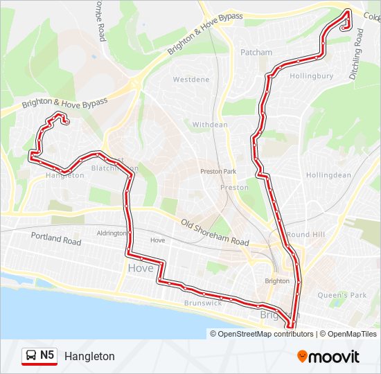 n5 Route: Schedules, Stops & Maps - Hangleton (Updated)