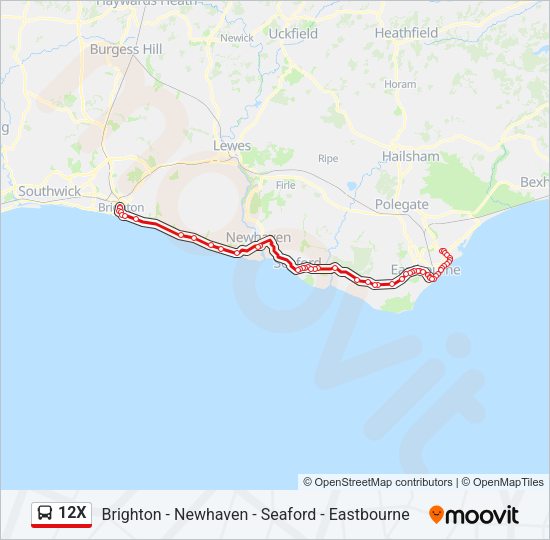 12X Bus Line Map