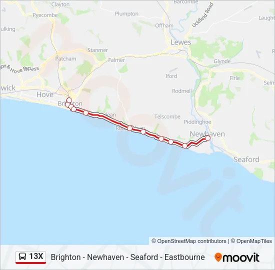 13X Bus Line Map