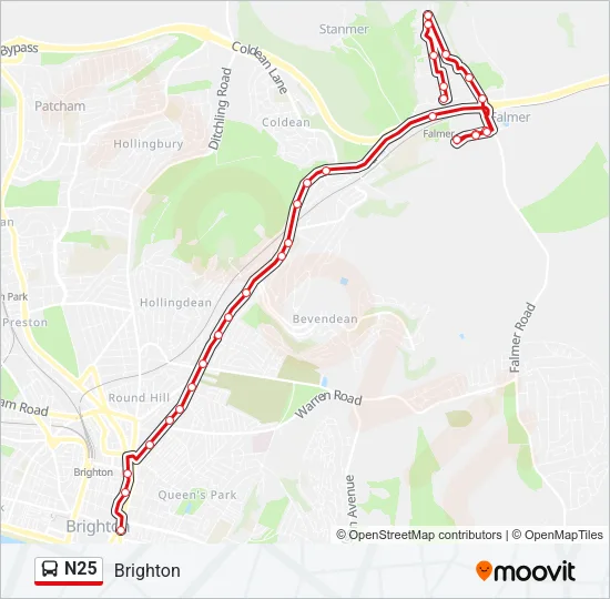 N25 Bus Line Map