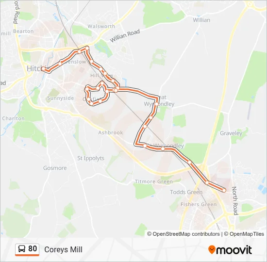 80 Route: Timetables, Stops & Maps - Coreys Mill (Updated)