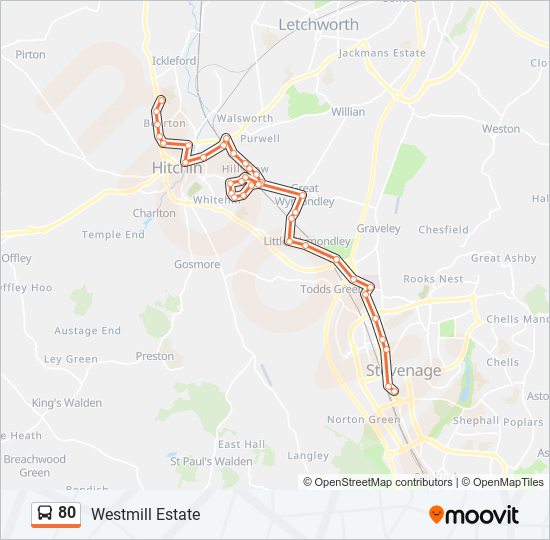 80 Route Schedules, Stops & Maps Westmill Estate (Updated)