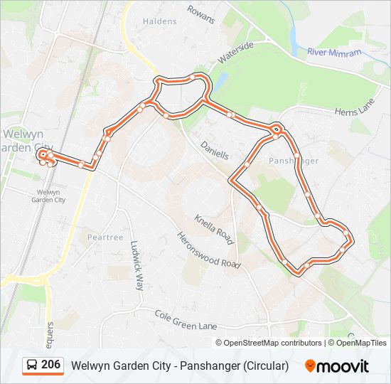 206 Route: Schedules, Stops & Maps - Welwyn Garden City (Updated)