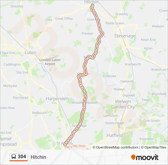 304 Route: Schedules, Stops & Maps - Hitchin (Updated)