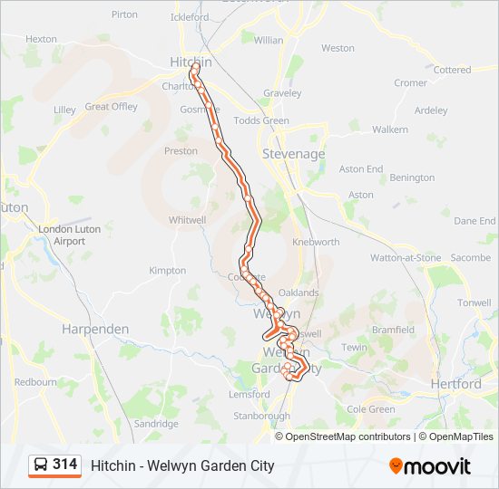 314 Route: Schedules, Stops & Maps - Hitchin (Updated)