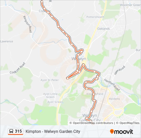 Bus 315 Route Map 315 Route: Schedules, Stops & Maps - Codicote (Updated)