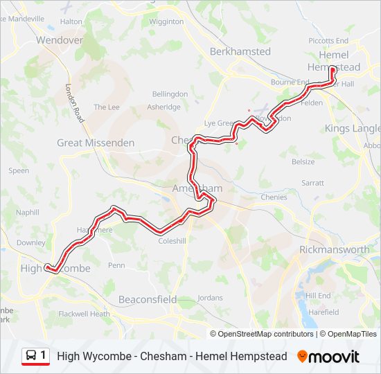 1 Route: Schedules, Stops & Maps - Hemel Hempstead (Updated)