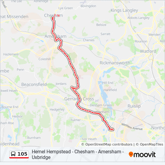 Bus 105 Route Map 105 Route: Schedules, Stops & Maps - Chesham (Updated)