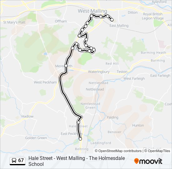 Bus 67 Route Map 67 Route: Schedules, Stops & Maps - East Peckham (Updated)