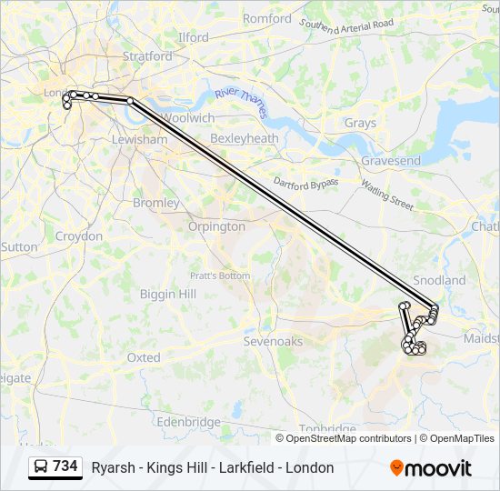 734 Bus Line Map