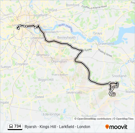 734 Bus Line Map