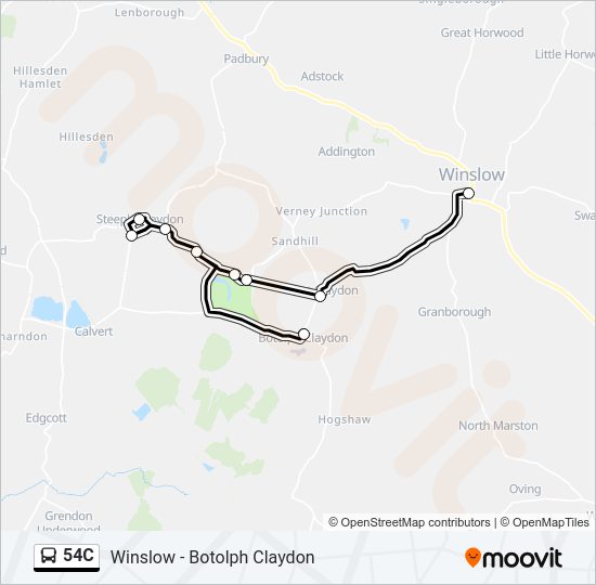 54C Bus Line Map