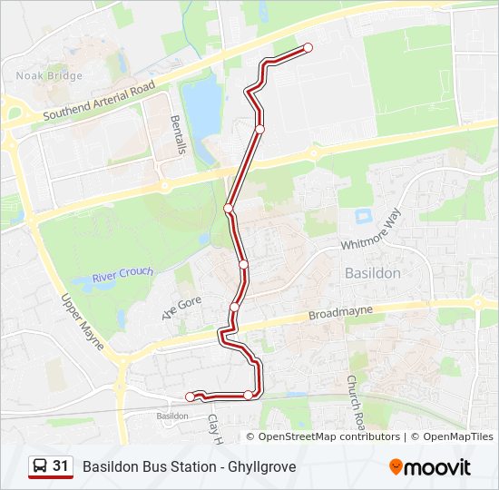 Bus Map Near Me 31 Route: Schedules, Stops & Maps - Basildon (Updated)