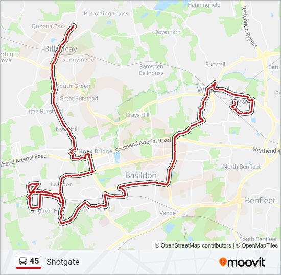 45 Bus Line Map