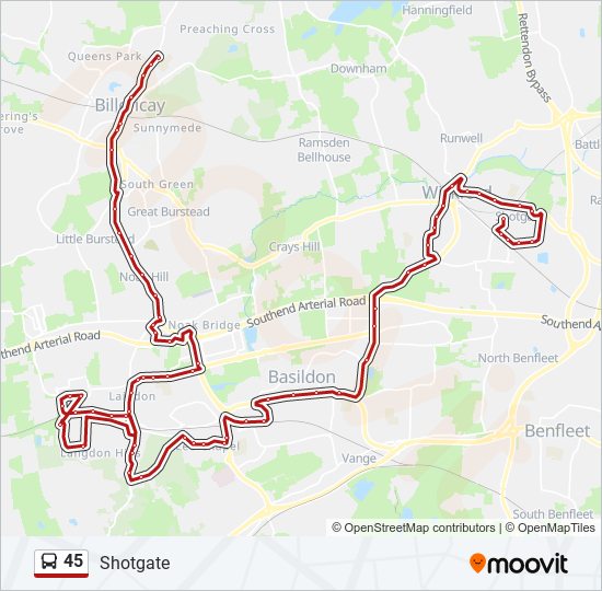 45 bus Line Map