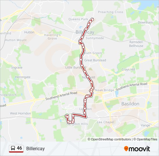 Bus 46 Route Map 46 Route: Schedules, Stops & Maps - Billericay (Updated)