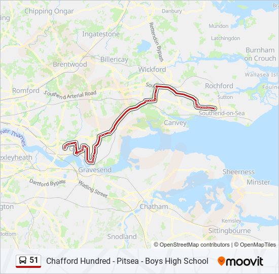 51 bus Line Map