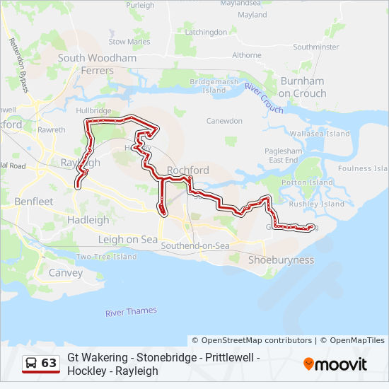 Bus 63 Route Map 63 Route: Schedules, Stops & Maps - Great Wakering (Updated)