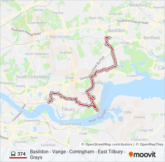 Bus 374 Route Map 374 Route: Schedules, Stops & Maps - Grays (Updated)