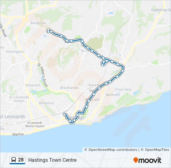 Bus 28 Route Map 28 Route: Schedules, Stops & Maps - Hastings Town Centre (Updated)