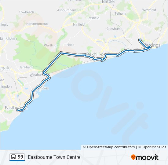 Bus 99 Route Map 99 Route: Schedules, Stops & Maps - Eastbourne Town Centre (Updated)