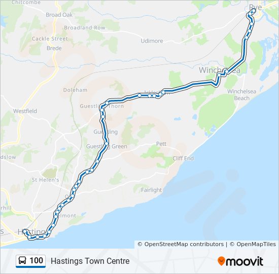 Bus 100 Route Map 100 Route: Schedules, Stops & Maps - Hastings Town Centre (Updated)