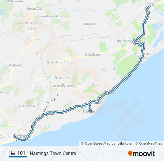 Bus 101 Route Map 101 Route: Schedules, Stops & Maps - Hastings Town Centre (Updated)