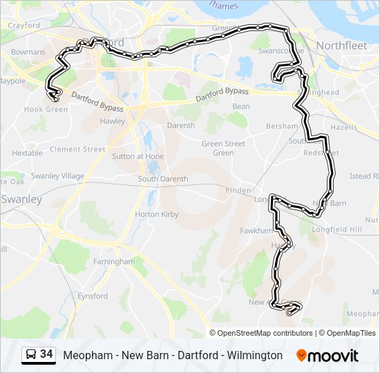 34 Bus Line Map