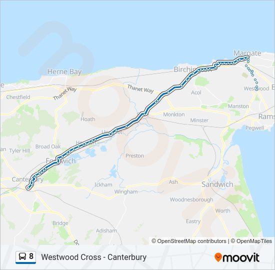 8 Route: Schedules, Stops & Maps - Canterbury (Updated)