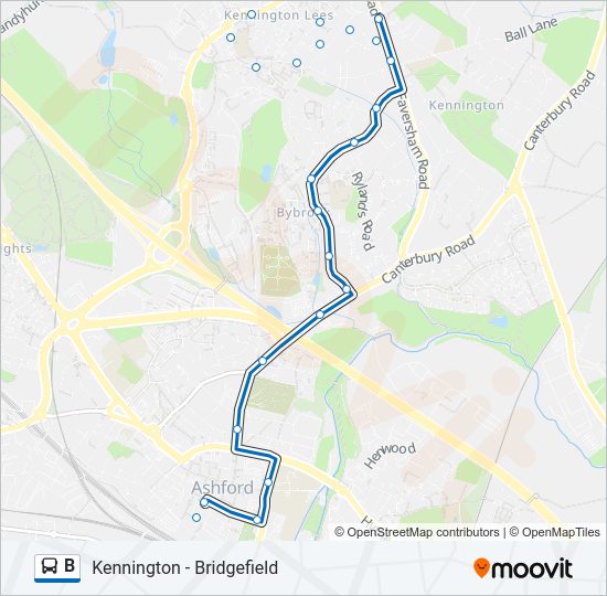 B Route: Schedules, Stops & Maps - Kennington (Updated)