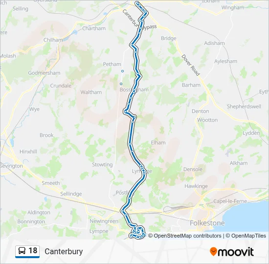 18 Route: Schedules, Stops & Maps - Canterbury (Updated)