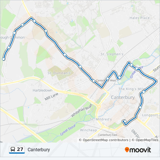 Bus 27 Route Map 27 Route: Schedules, Stops & Maps - Canterbury (Updated)