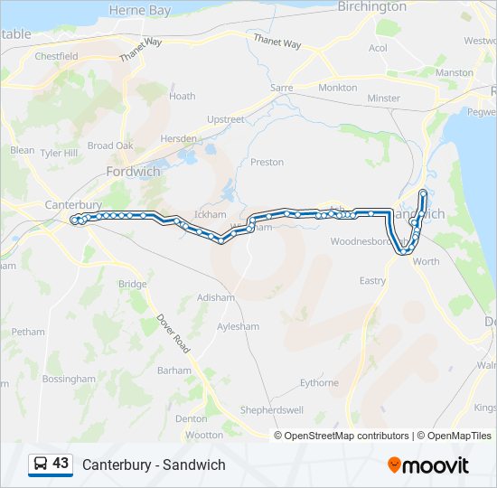 Bus 43 Route Map 43 Route: Schedules, Stops & Maps - Canterbury (Updated)