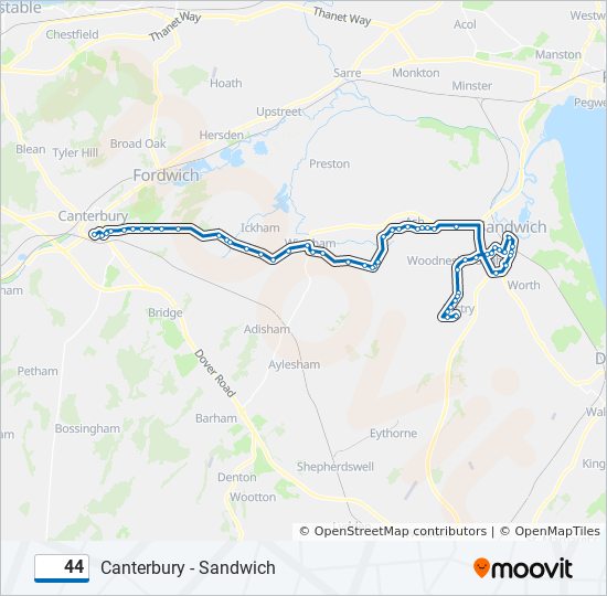 44 bus Line Map