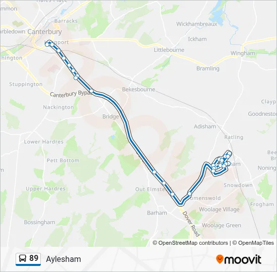 89 Route: Schedules, Stops & Maps - Aylesham (Updated)