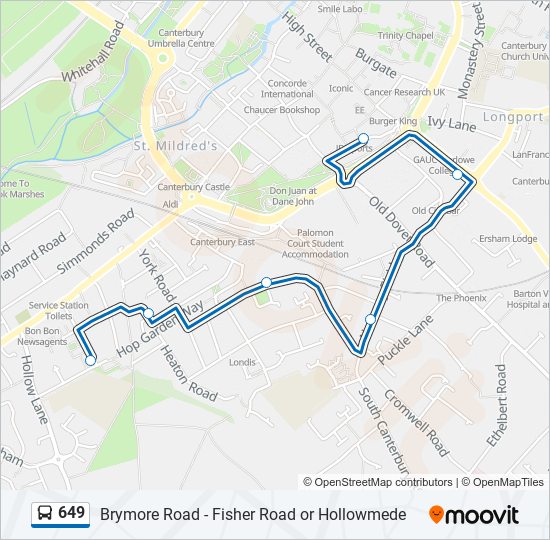 649 bus Line Map