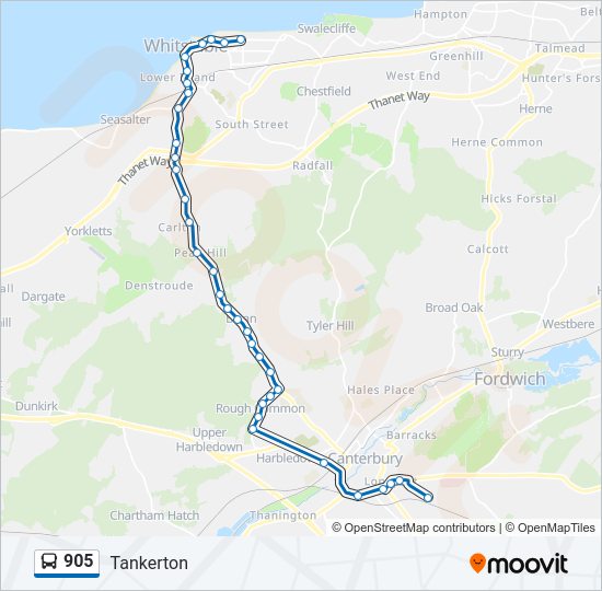 905 Route: Schedules, Stops & Maps - Tankerton (Updated)