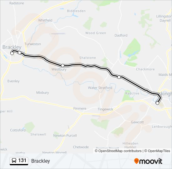 Bus 131 Route Map 131 Route: Schedules, Stops & Maps - Brackley (Updated)