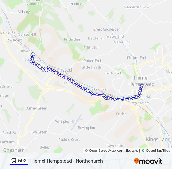 Bus 502 Route Map 502 Route: Schedules, Stops & Maps - Northchurch (Updated)